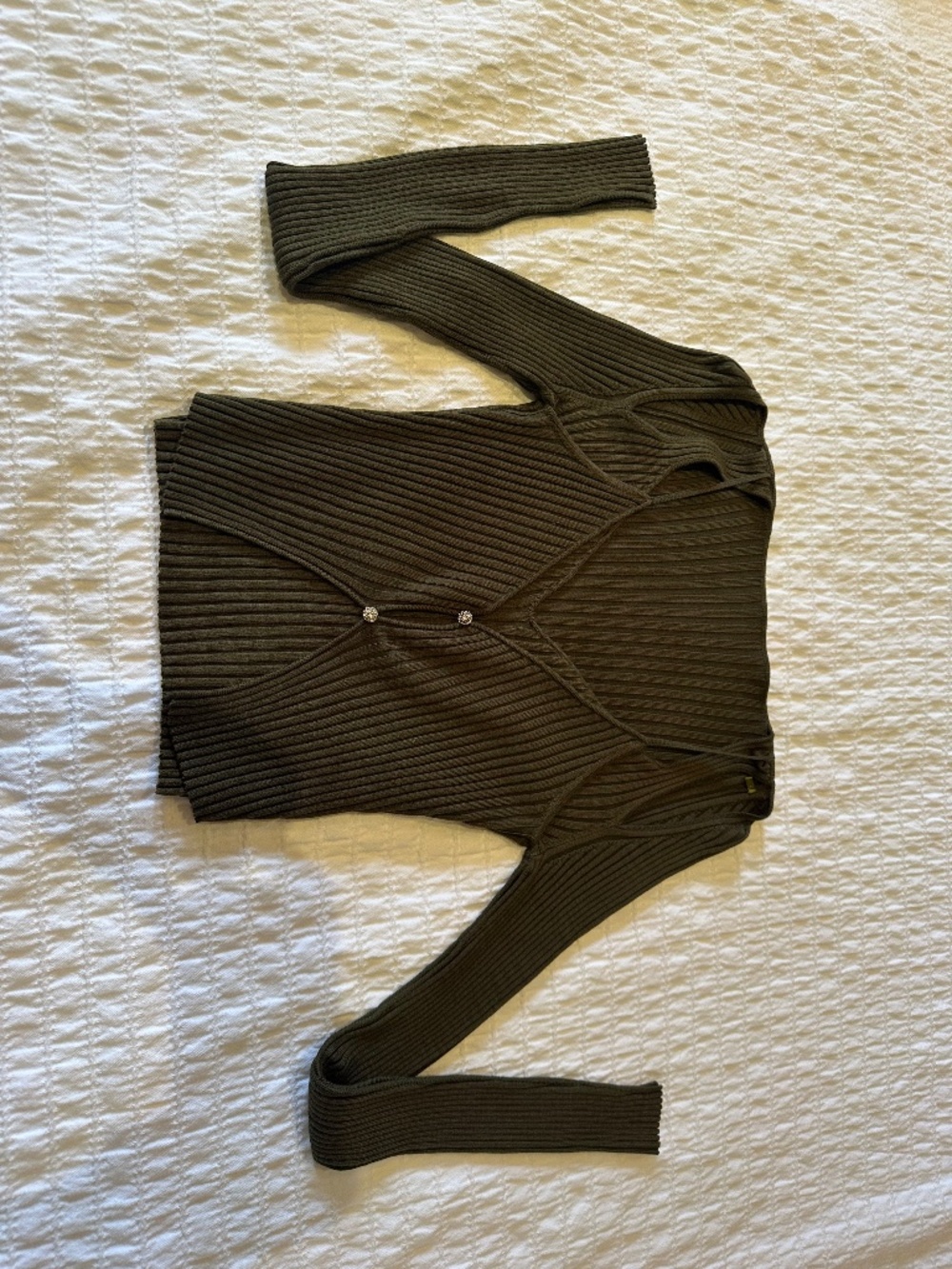 Bebe Vintage Y2K Ribbed Cutout Long-Sleeve Top